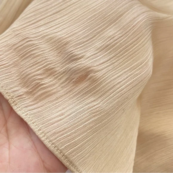 Sachin + & Babi Alli Puff Sleeve Champagne Gown Dress 4 V Neck Textured Satin - Picture 10 of 11